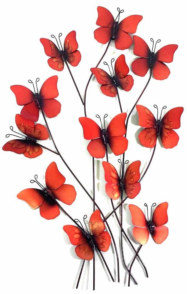 New Contemporary Metal Wall Art Picture Or Sculpture – Fire Butterfly Bunch
