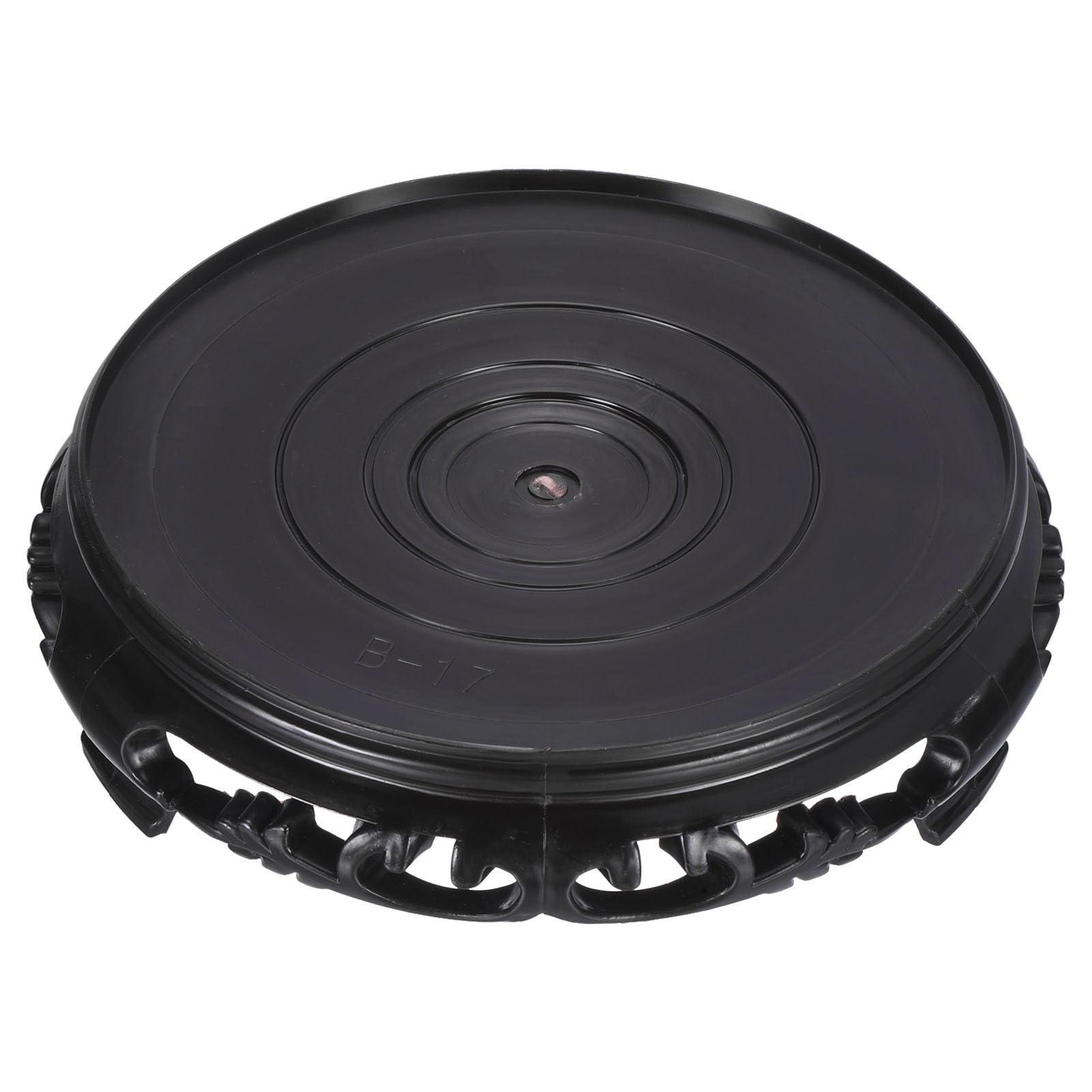 PATIKIL Planter Display Stand, 6.7 Inch Dia Plastic Round Bonsai Base Imitation Wood Style Stand Holder Home Decor Display for Table Lamp Teapot Base, Black