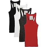 Zenana Outfitters 4 Pack Womens Basic Ribbed Racerback Tank Top