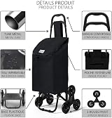 VOUNOT Folding Shopping Trolley 6 Wheels Stair Climbing Oxford Black view 3