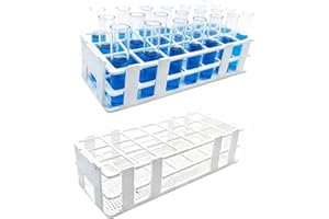 Luckkyme Plastic Test Tube Rack 2 Pack 21 Holes Lab Test Tube Rack Holder for 30mm and Below The Test Tubes, Detachable, 21 H