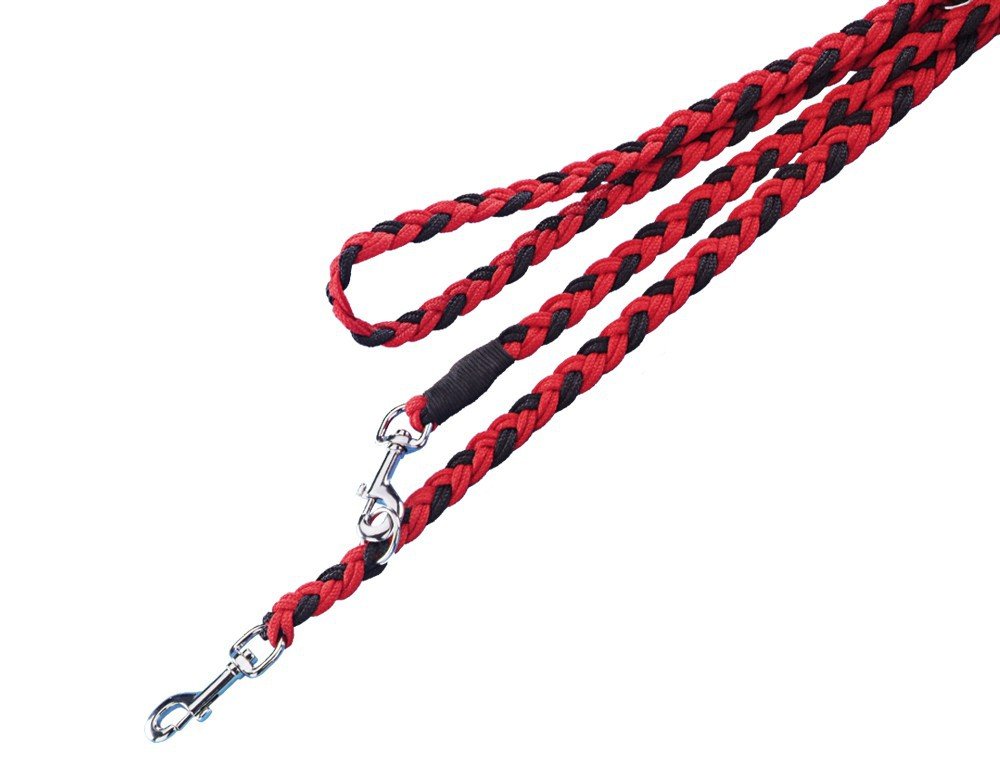 Nobby Training Leash Plaited, 200 cm/ 16 mm, Red/ Black
