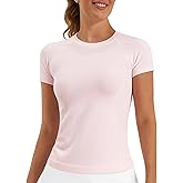 Stelle Women Workout Tops Short Sleeve Seamless Athletic Shirts Yoga Gym Sports Breathable Tees