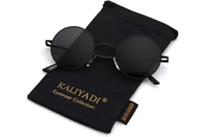 Round Polarized Sunglasses for Men Women Small Retro Metal John Lennon Style