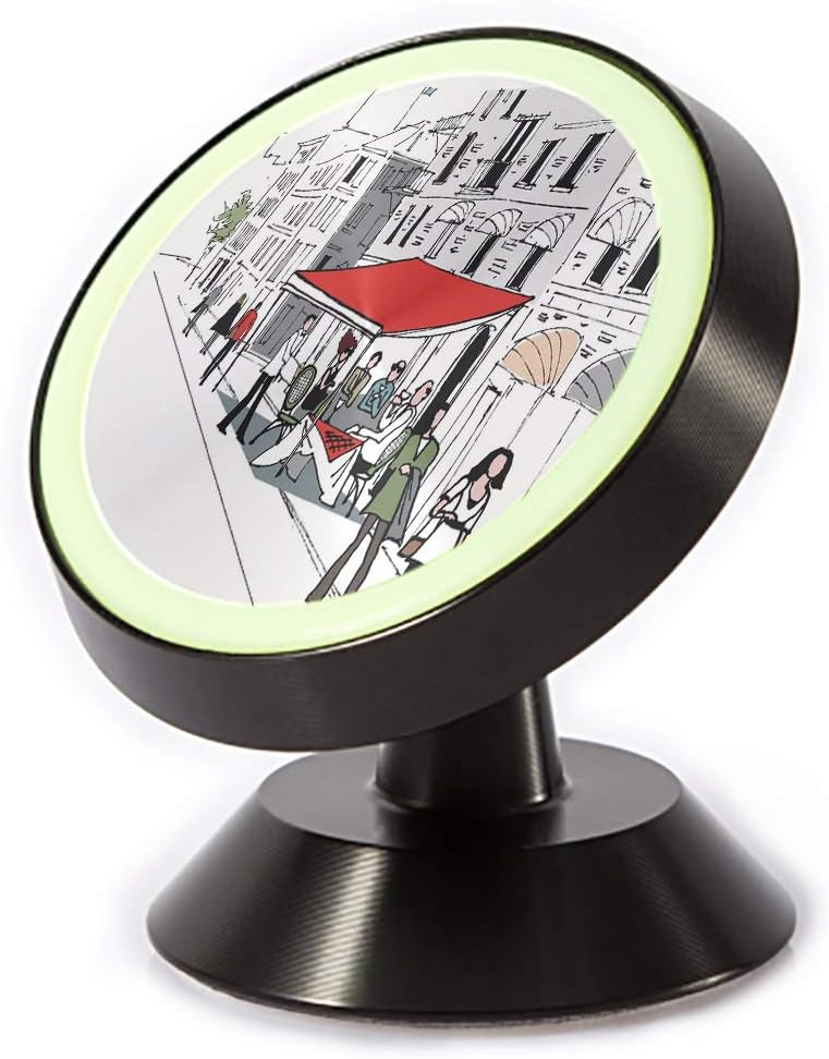 Tinmun Magnetic Phone Car Mount, Cafe Street Scene Stockholm Sketch Universal Car Phone Holder for Dashboard