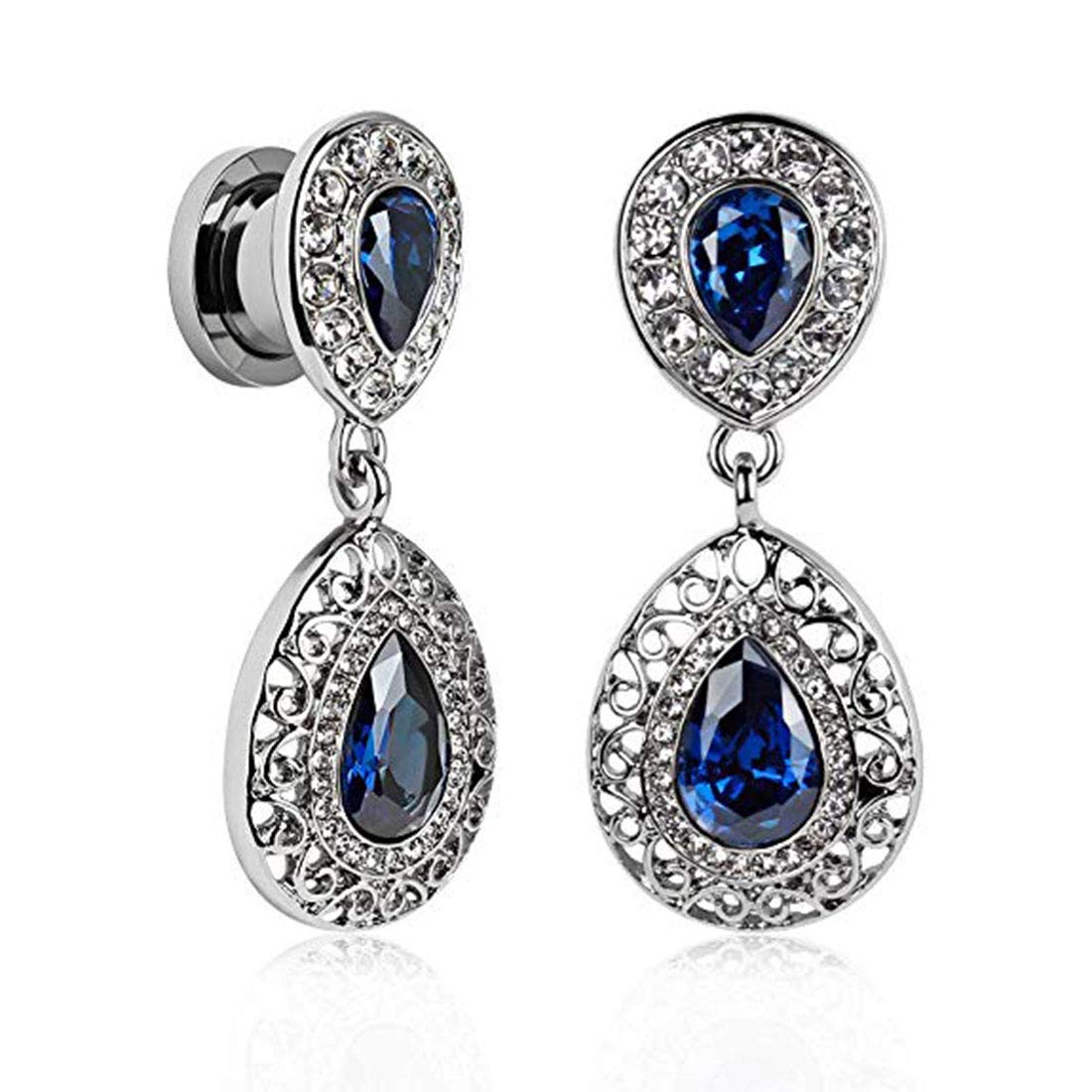 Huacan 2 Pcs Screw Flesh Tunnel Plug Ear Expander Piercing Jewellery for Women Stainless Steel 6mm-16mm