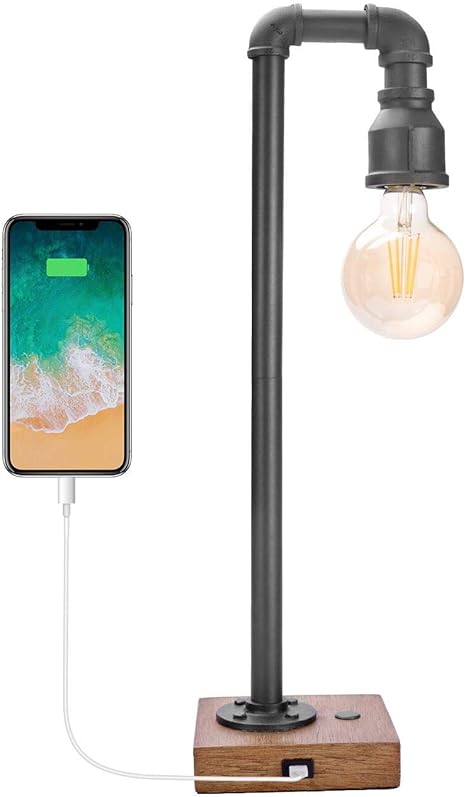 industrial table lamp with usb port