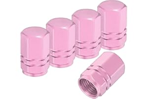 PATIKIL Tire Valve Stem Caps, 5 Pack Universal Aluminum Alloy Tire Air Caps for Cars Trucks Motorcycles SUV Bicycles, Pink