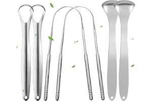 SWAYTAIL 6PCS Metal Tongue Scraper, Preminum Tongue Clearners for Adults & Kids, Medical Grade 100% Stainless Steel Tounge Brushes for Oral Healthy Care, Bad Breath Treatment, Easy to Use Tongue Cleaning Tools