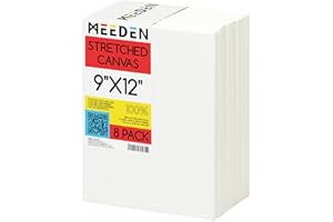 MEEDEN Stretched Canvas, 9 × 12 Inch, Pack of 8, Blank White Canvases for Painting, 100% Cotton, 10 oz Gesso-Primed, Pre-Stretched Canvas for Acrylic Oil Pouring & Airbrushing Painting