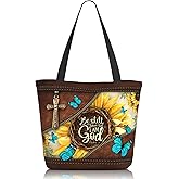 Nebrpio Bible Tote Bags for Women Christian Tote Bag Religious Church Bags for Women Organizer Christian Gift With Zipper