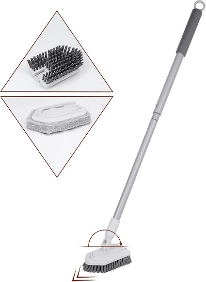 Amazon お風呂掃除 ブラシ 伸縮柄 約79 96cm 角度調整可能 収納便利 ホワイト バスクリーナー 浴室掃除用ブラシ 浴槽ブラシ 2種類付替えヘッド 浴室掃除用ブラシ オンライン通販