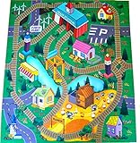 Train Station Felt Play Mat with Train Tracks and Road Design