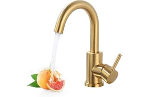 iVIGA Modern Bar Sink Faucet: Single-Handle Gold Bathroom Kitchen Sink Faucet, 1 Hole Wet Bar Sink Faucets with 360°Swivel Spout for bar RV Laundry Farmhouse