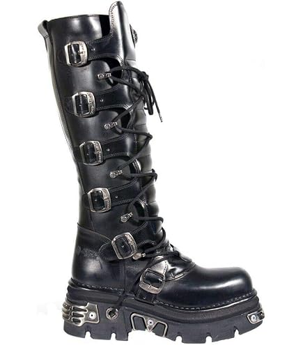 Amazon.com | New Rock Newrock 272 Metallic Black Goth Knee High