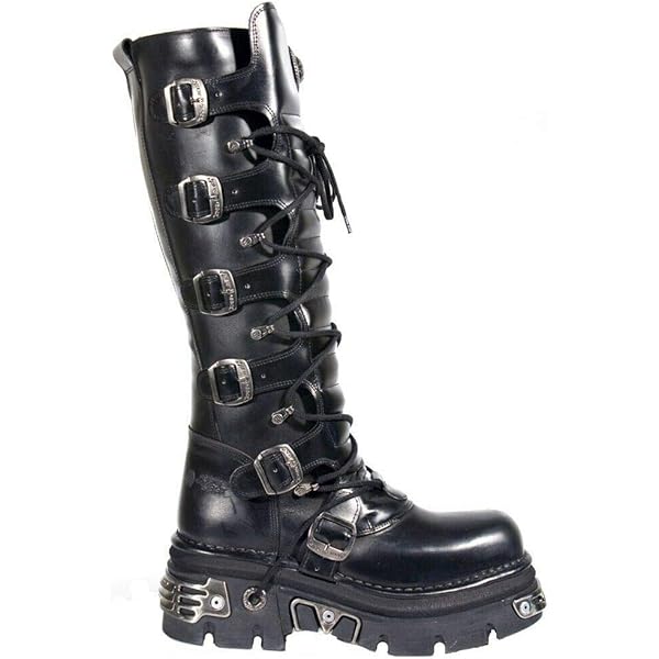 Amazon.com | New Rock Newrock 272 Metallic Black Goth Knee