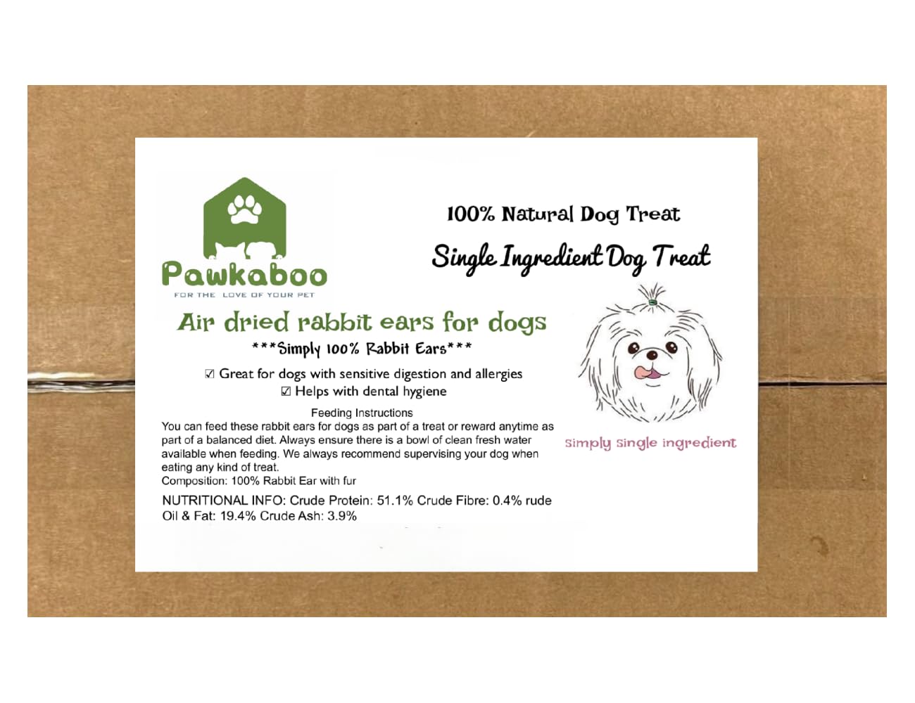 Pawkaboo® Natural Dog Treat - Rabbit Ears with Fur for dogs Dog Chew Great Deal - Hypoallergenic Treat (1kg)