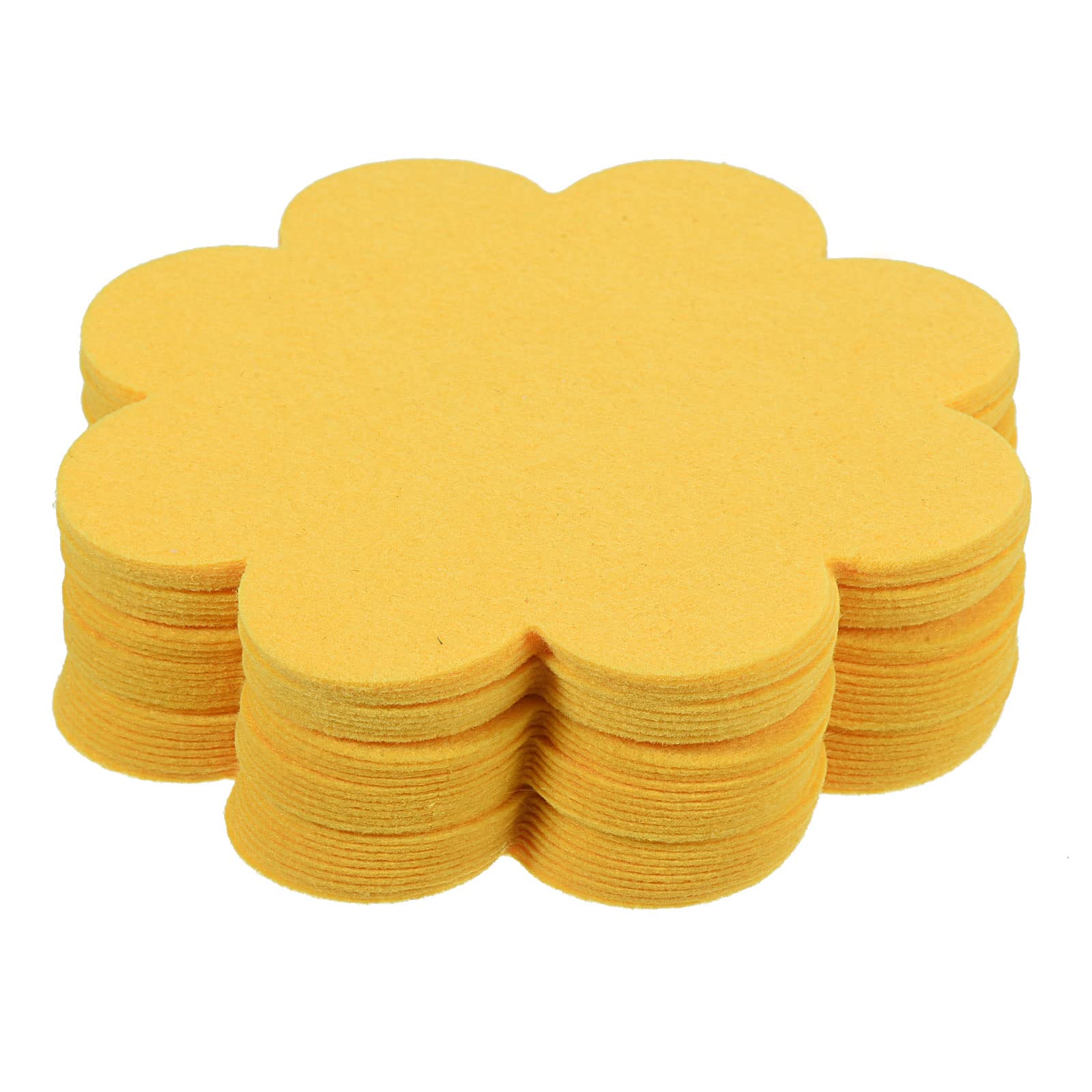 PATIKIL 5 Inch Plant Pot Hole Pad, 50 Pack Non-Woven Fabric Flower Shape Bonsai Bottom Soil Mat, Yellow
