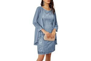 GRACE KARIN Women's Sequin Dress - Wedding Guest & Mother of The Bride Formal Dress - Two Piece Knee Length