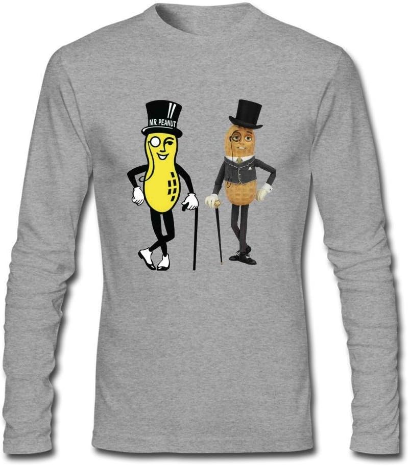 WANTAI Men's Funny Mr. Peanut Planters Peanuts Long Sleeve Cotton T Shirt