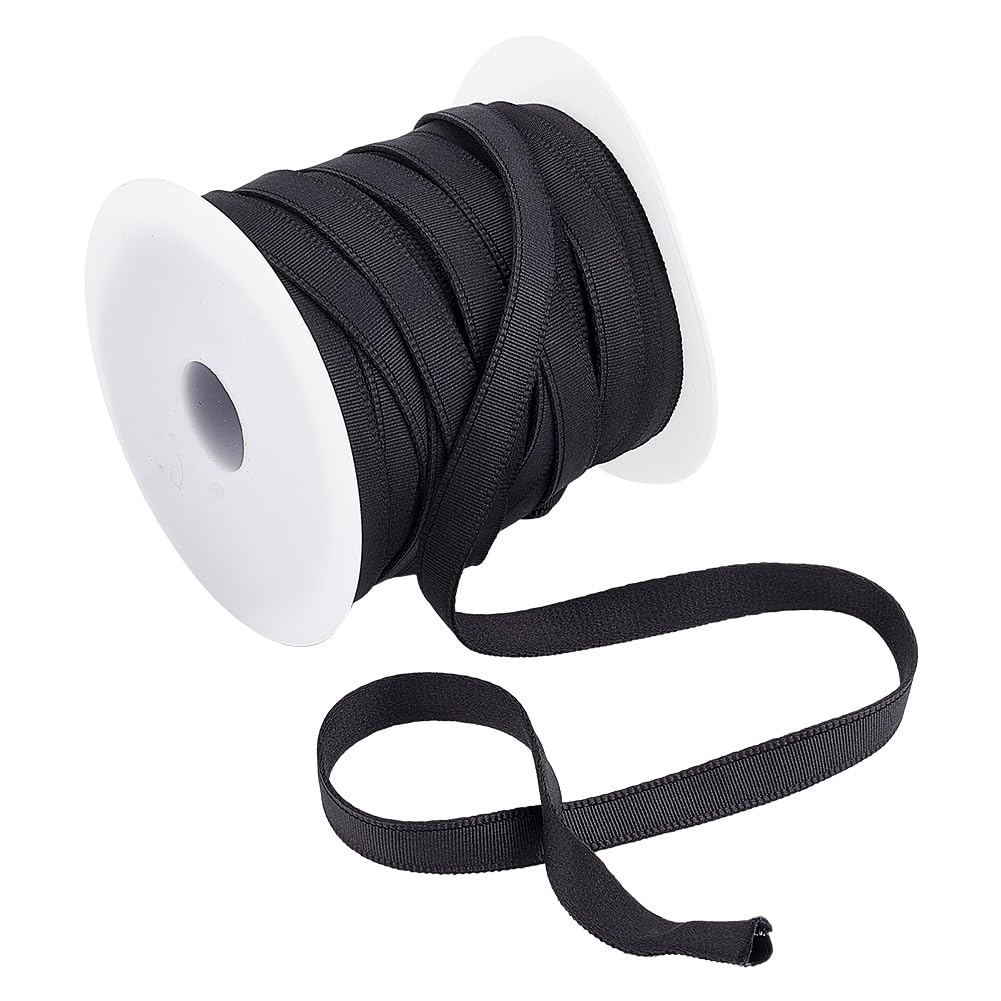 BENECREAT 27 Yards(25m) Underwire Replacement Bra Cover Band Ribbon, Black Hollow Nylon Ribbon Bone Casing for Sewing Accessories DIY Wedding Handmade Clothing, (10mm) 3/8 inch Wide