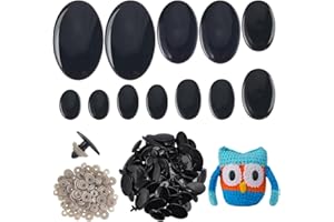PH PandaHall 120pcs Oval Safety Eyes, 6 Sizes Black Amigurumi Safety Eyes Stuffed Animal Eye Resin Craft Eye with Washer for 