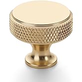 Coinkoly 10 Pack Brushed Gold Knurled Cabinet Knobs Round Drawer Pulls | Solid Aluminum alloy, 1.2 Inch Diameter, textured finish hardware pulls for dressers, drawers, cupboard, bathroom
