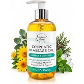 Lymphatic Drainage Massage Oil for Massage Therapy with Arnica &amp; Menthol | Premium Quality, 100% Natural with Eucalyptus | for Post Surgery Recovery &amp; Detox | 8oz Made in USA by Brookethorne Naturals