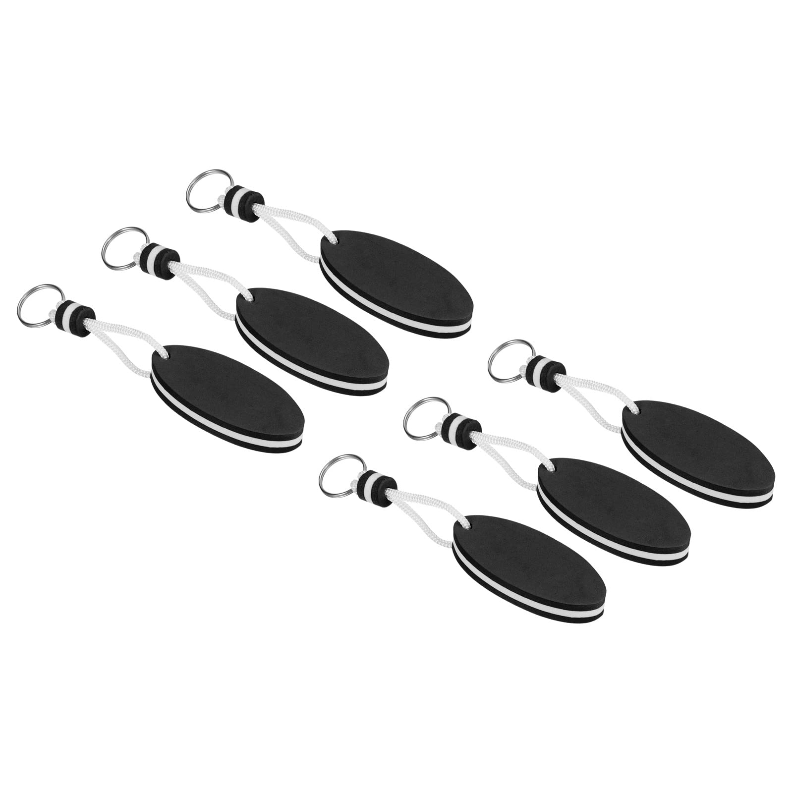 PATIKIL Floating Keychain, 6 Pack Sports Buoy Key Rings Oval Buoyant Keyrings Marine Sailing Key Holder for Fishing Kayaking, Black
