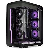 SSUPD Xhuttle Black ATX Mid Tower Gaming Case, with a Dual - Chamber Design, Panoramic Tempered Glass,Vertical GPU Airflow, Includes 3 x 120mm ARGB Reverse Fan, RGB Strip