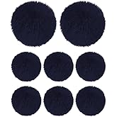 M METERXITY 8-Pack Faux Fur Pom Poms, 1.2 Inch/ 2.8 cm Soft Fluffy Pompoms Balls Faux Rabbit Fur with Elastic Loop for Hats/Bags/Keychains/Knitting Accessories/DIY Crafts [Dark Blue]