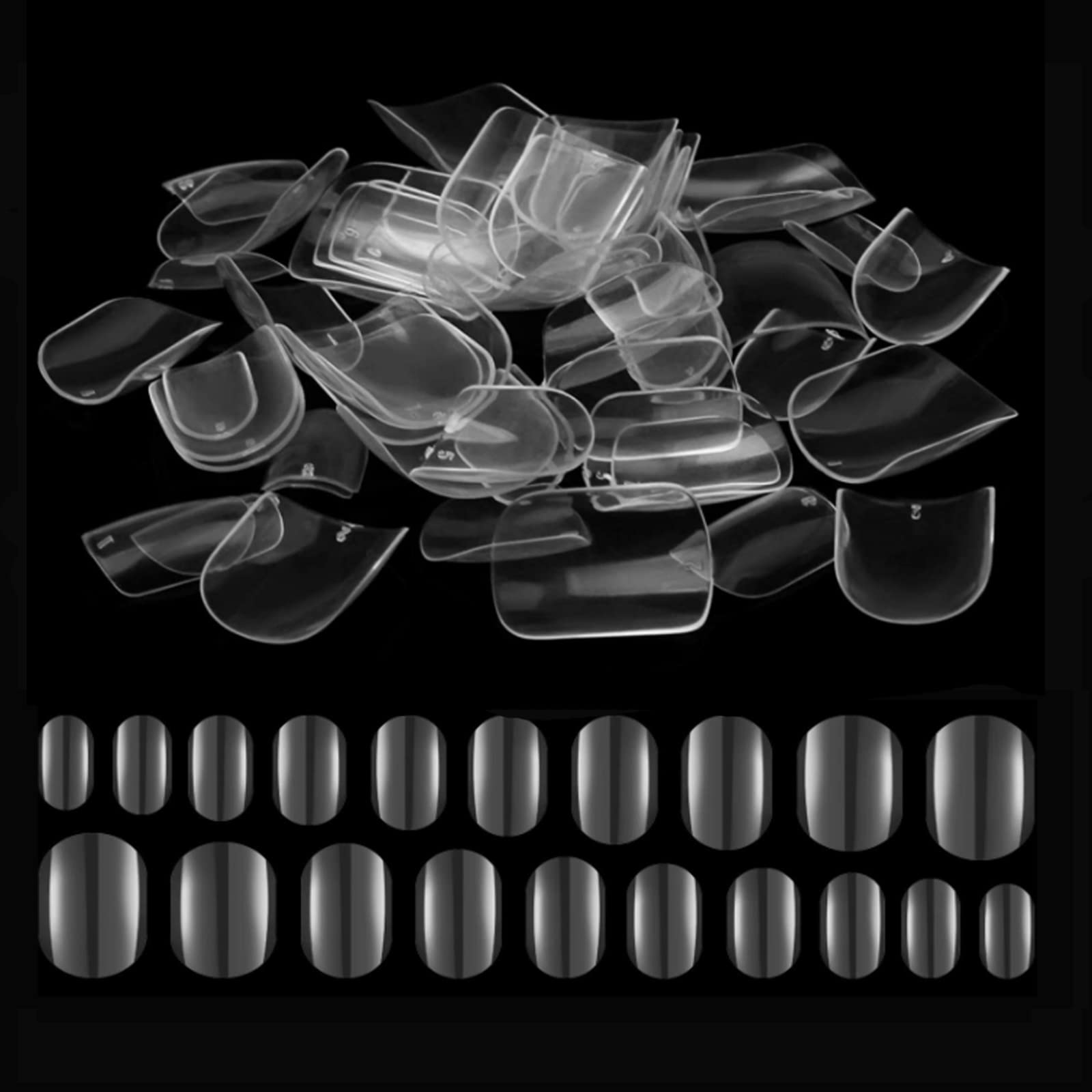 Kalolary 600pcs Kids False Nail, Children Transparent Acrylic Nail Tips Full Cover Short False Nail Kits, Lovely Gift for Kids Little Girls Nail Art Decoration, Transparent Color