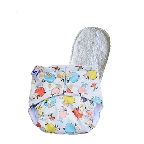 superbottoms Basic Certified Soft Fleece Lined Pocket Diaper with 1 Wet-Free Insert with Snaps (One Size Adjustable Diaper, 4 Sizes in 1, 5-17 kg, Airplane)