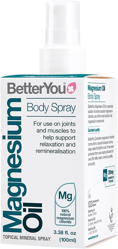 BetterYou Magnesium Oil Spray 600 Sprays, Vegan Muscle Recovery & Sleep Aid