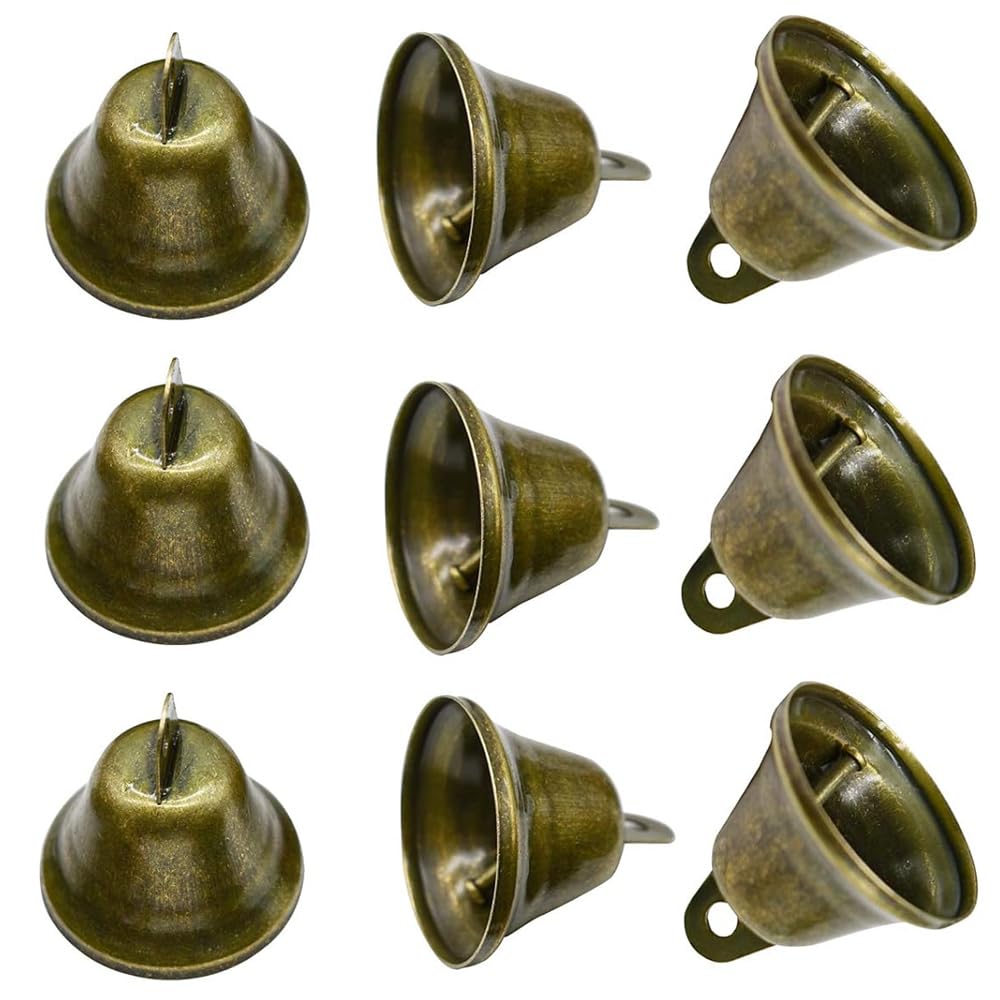 Healifty 10Pcs Bronze jingle bells for dog potty training housebreaking making wind chimes christmas bell