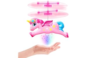 Tcvents Flying Unicorn Toys for Girls, Rc Flying Ball Hand Operated Mini Drone with LED Lights Rechargeable Remote Control Helicopter Indoor for Kids Age 6-8 9 10 11 12+ Years Old