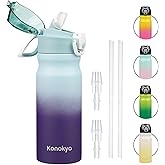 Konokyo Insulated Water Bottle with Straw and Carry Loop,18 oz Stainless Steel Double Wall Vaccum Metal Water Flask with Leak-proof Lid,Ocean Dream