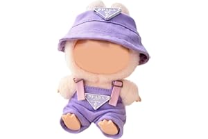 AEDNX 17cm Doll Clothes for Labubu-Clothes Outfit Set - Fashion Hat and Overalls Outfit Set , Luxury Doll Clothing & Style Bundle(No Doll,Just Clothes)