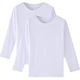 Huata Boys Girls Long Sleeve T-Shirt Unisex Crewneck Tee 2 Packs