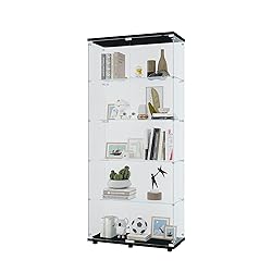 nifoti 74" H 5-Shelf Glass Display Cabinet with