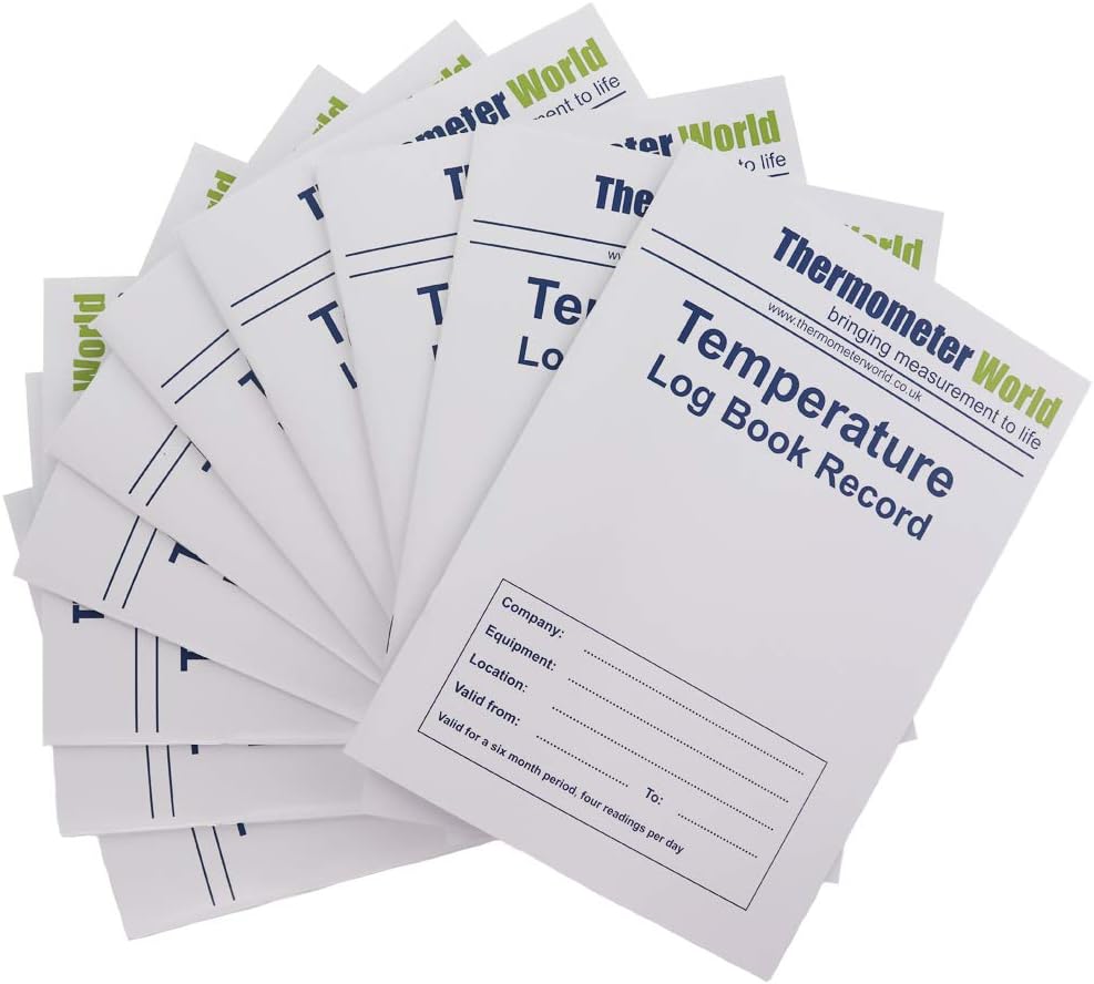 Pack of 10 X Temperature Log Books 6 Months Records - Monitor Fridge Freezer Log Book Temperature Food Safety and Hygiene
