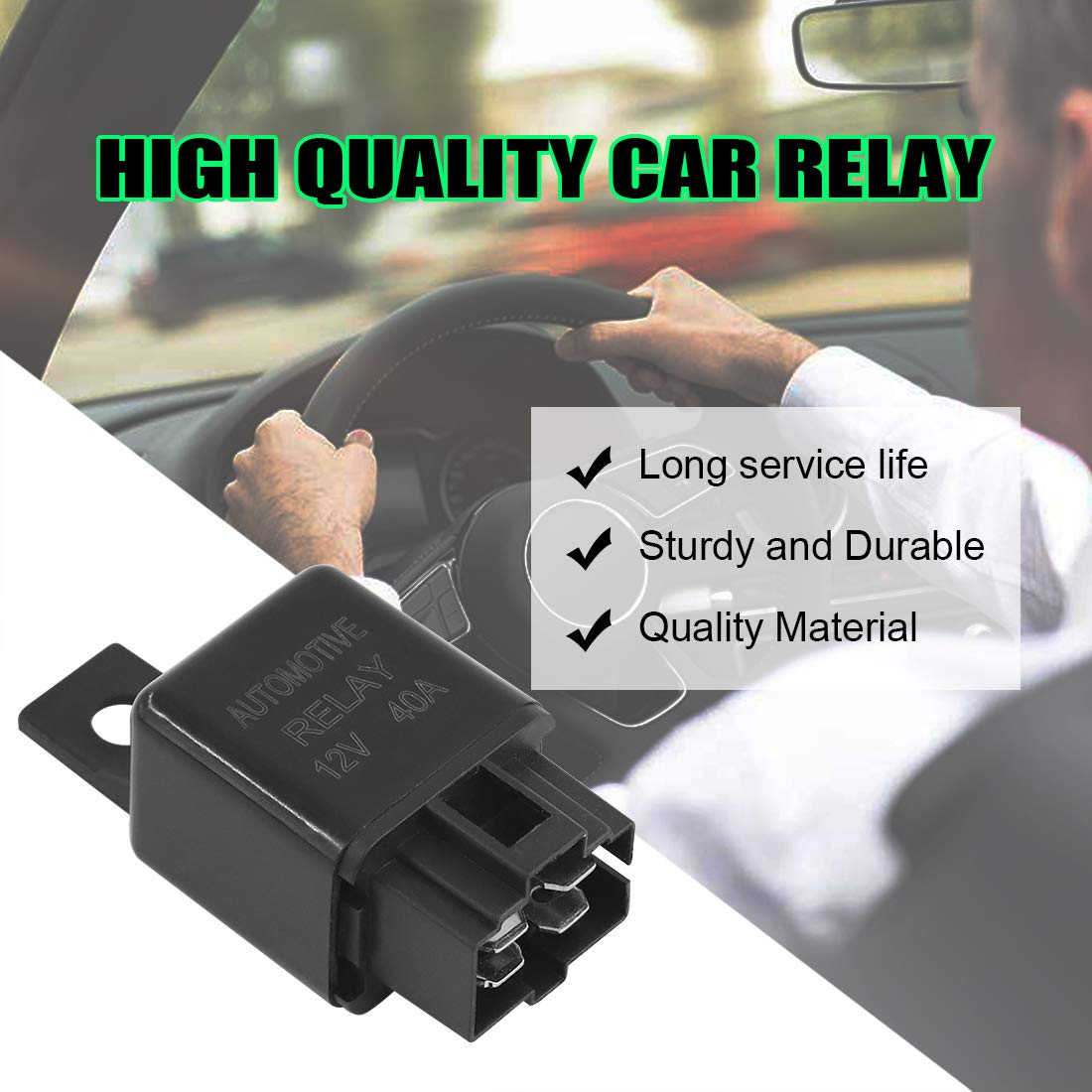 Keadic 10Pcs 4 Pin SPDT Relay DC 12V 40A for Installing Lights on Car Motor, Black