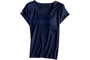 Womens Shirts with Built in Bra Short Sleeve Shirts Summer Casual Athletic Workout Yoga Shelf Bra Padded T Shirts Tops