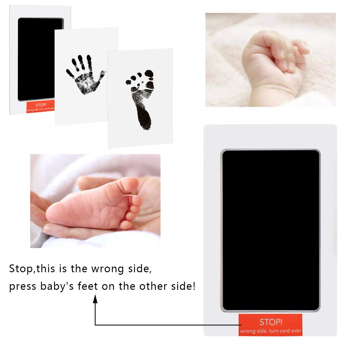 Yolyoo Baby Handprint and Footprint Ink Pad for Newborn,Inkless Infant Hand & Foot Stamp,No Mess and Baby Safe Included Safe Non-Toxic Ink Pad White