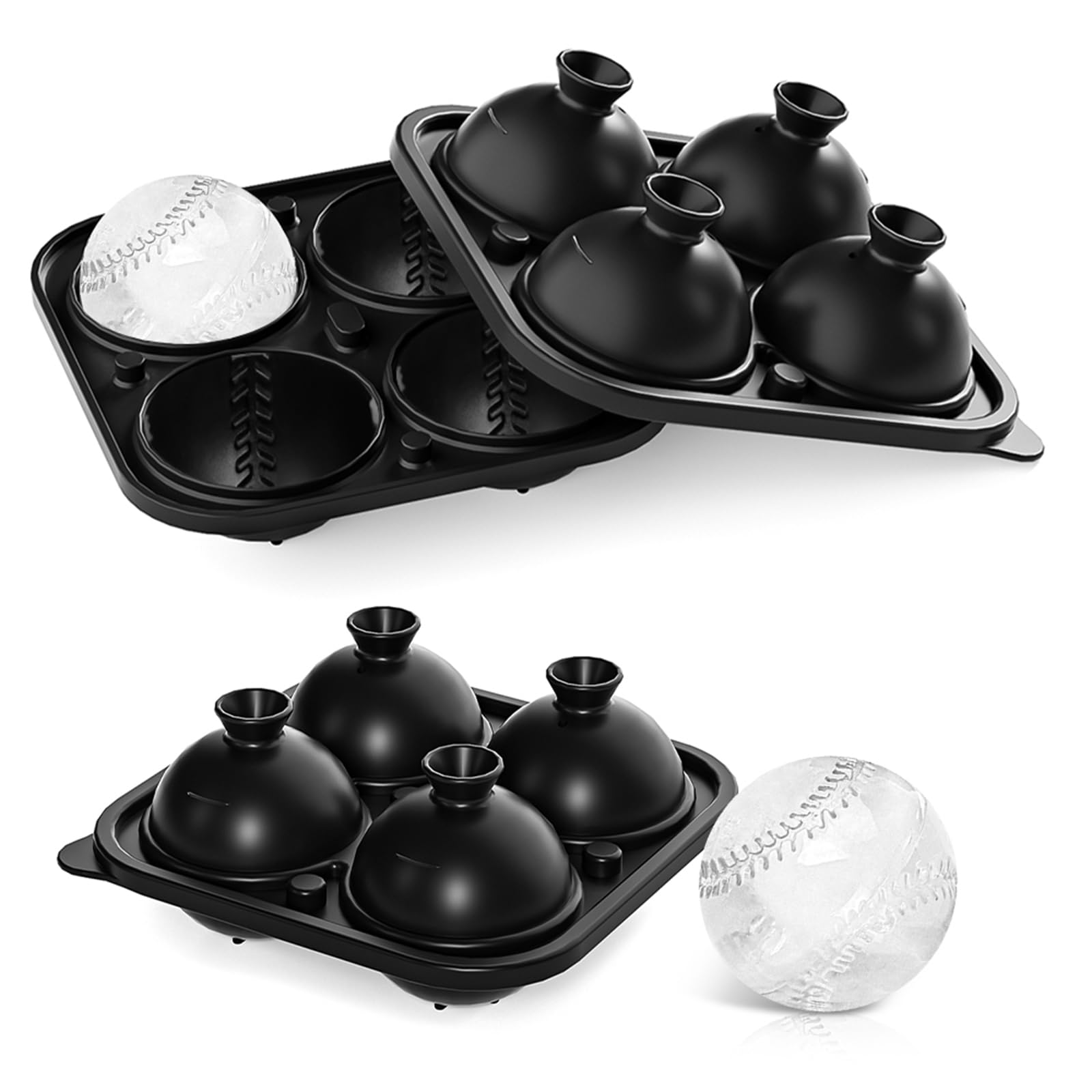 Photo 1 of 2 Pack Baseball Ice Cube Mold 2.1 Inch Large Silicone Baseball Ice Cube Molds Fun Shapes Craft Sphere Ice Molds Novelty Christmas Gifts for Men Women Cocktails, Bourbon,Brandy, Whiskey(2, Baseball)