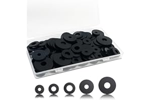DUSKEEP 120 Pcs Flat Black Rubber Washers Assortment Kit, 16/18/20/25/30mm, 2mm Thick Sealing Washers for Bolts, Faucets, Screws，Garden Hose, Shower Head (5 Sizes)