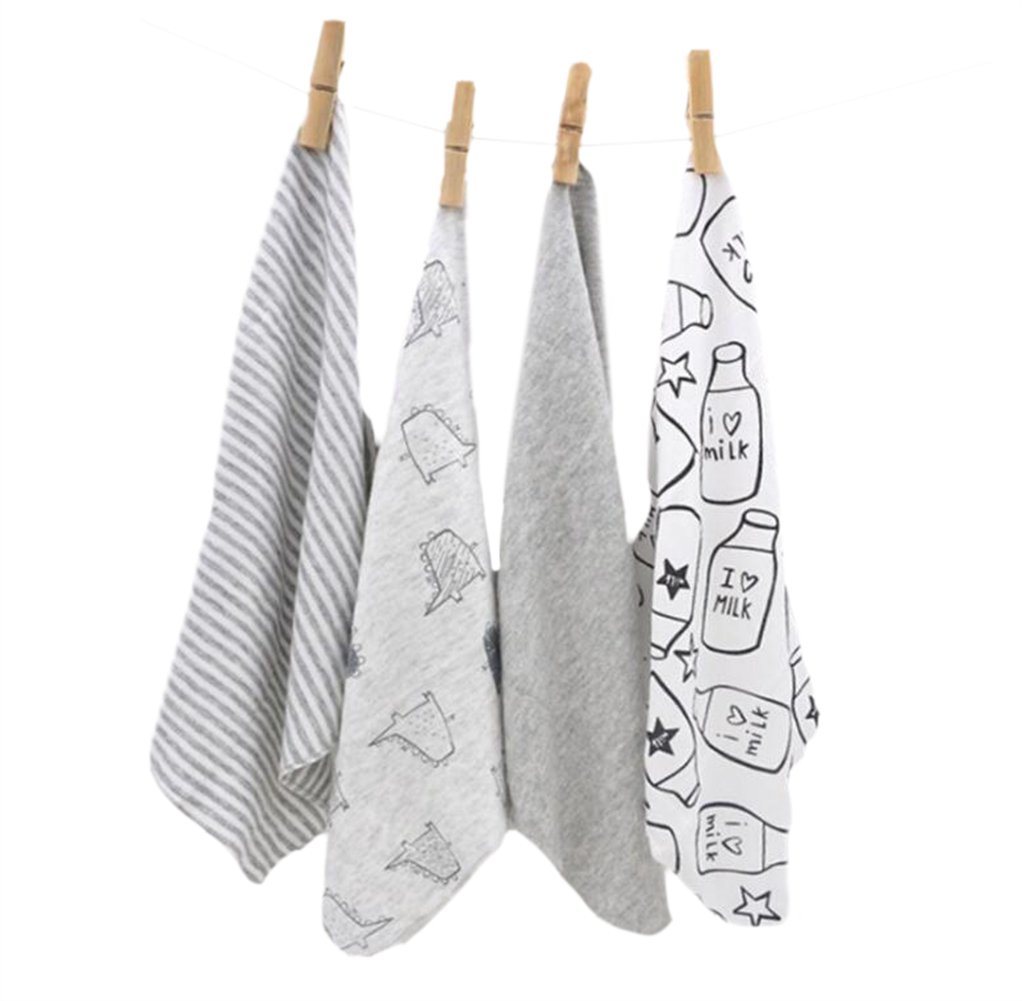CuteOn 4 PCS Reusable Newborn Baby Washcloth Feeding Wipe Cloth Mini Baby Towels for Sensitive Skin Blue 11.02" x 11.02" …