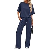 XIEERDUO Women's Side Slit Lounge Sets 2 Piece Travel Outfits Airport Tracksuit Oversized Wide Leg Loungewear S-3XL