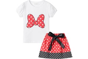 Mud Kingdom Girls Outfits Cute Cartoon Polka Dots Summer Holiday Clothes Sets