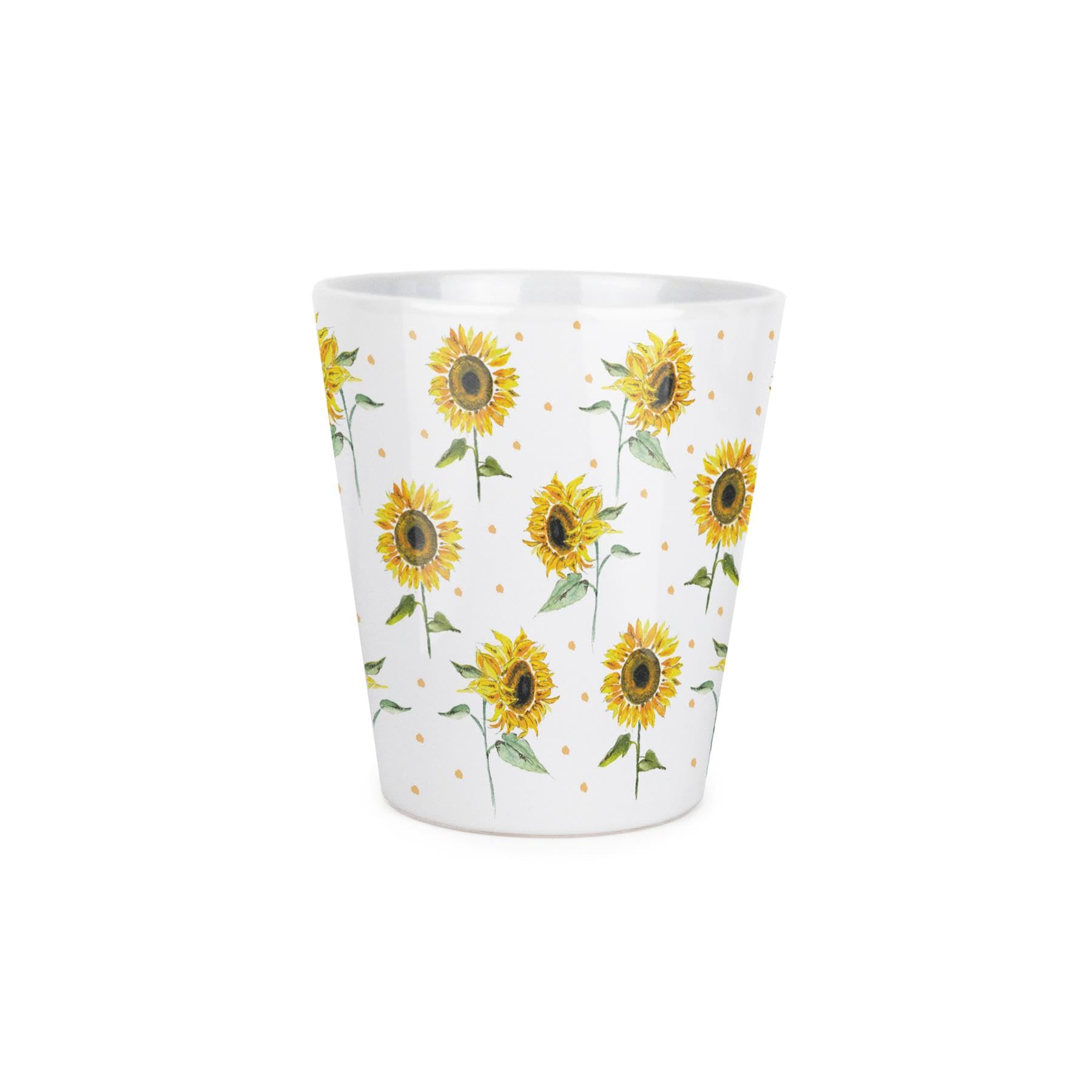Purely Home Painted Sunflowers Plant Pot - Small Ceramic Indoor Plant Pot by Rhiannon Chauncey - With Drainage Hole - Homeware Gift 9cm Diameter Flower Pot